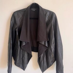 Theory Black Draped Leather Jacket